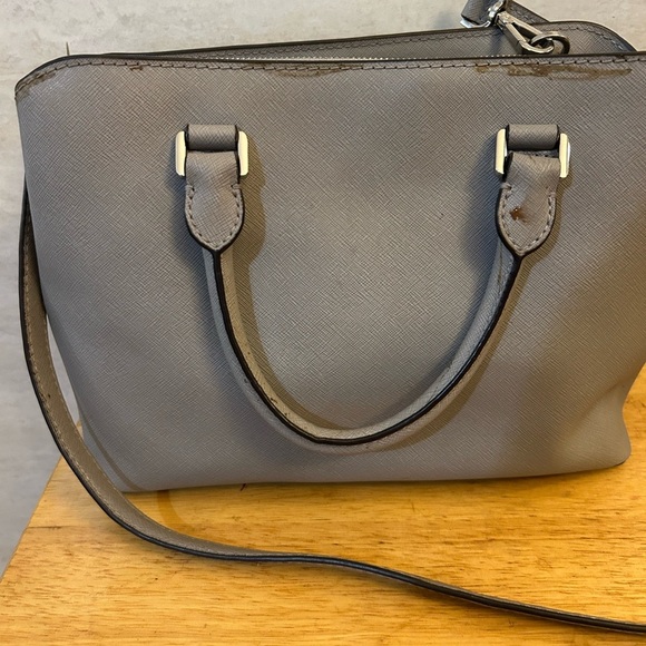 Michael Kors Gray Satchel with Sleek Design and Metallic Accents - Picture 10 of 16